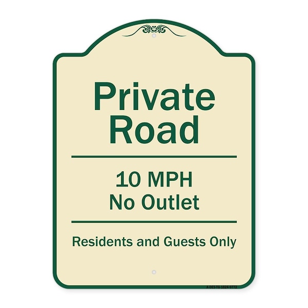 Signmission Designer Series-Private Road 10 Mph No Outlet Residents And Guests Only, 24" H, TG-1824-9772 A-DES-TG-1824-9772 - main